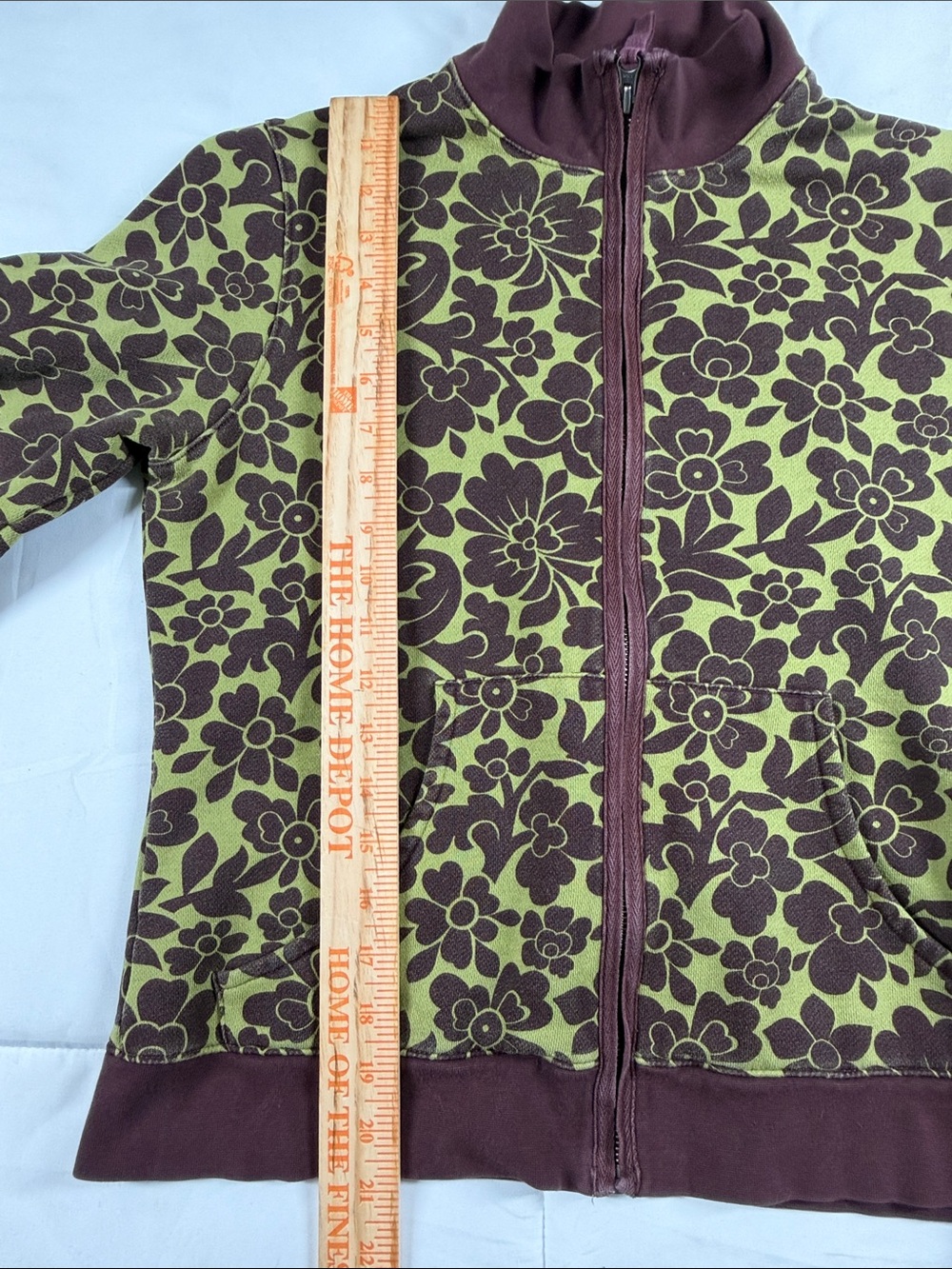 Boden Olive & Brown Floral Full Zip Sweatshirt Jacket. M - Picture 10 of 13